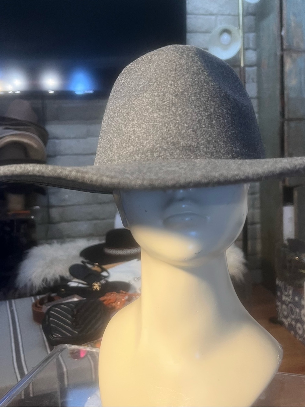 Anthropologie Wide-Brim Gray Felt Fedora
